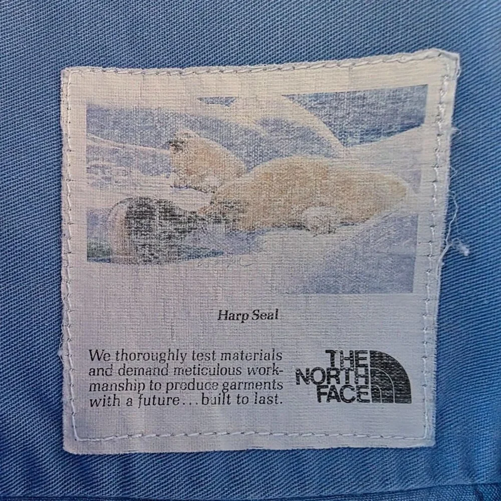 Vintage The North Face Mens XL Shirt Harp Seal Button Down Blue Long Sleeve 90s